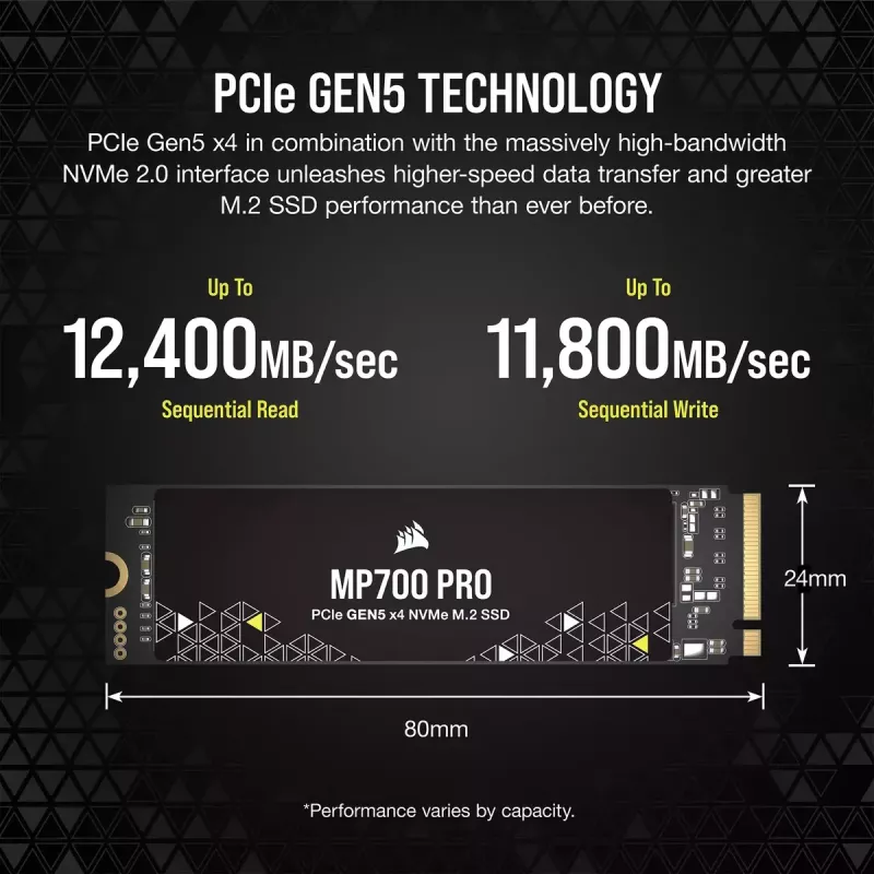 SSD-Festplatte 2 TB CORSAIR M.2 PCI-E NVMe Gen5 MP700 PRO retail