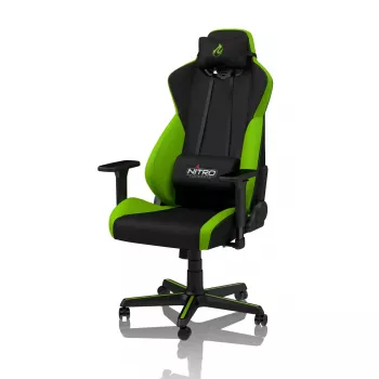 Gaming-Stuhl Nitro Concepts S300 — Stoffsitz, höhenverstellbar 128–140 cm, Rückenlehnenbreite 56 cm, schwarz/grün