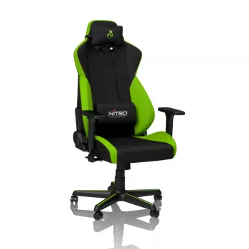 Gaming-Stuhl Nitro Concepts S300 — Stoffsitz, höhenverstellbar 128–140 cm, Rückenlehnenbreite 56 cm, schwarz/grün