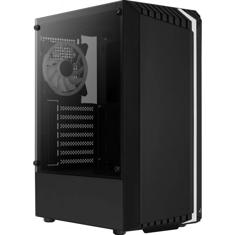 PC-Gehäuse AEROCOOL Bionic Midi Tower — ATX, gehärtetes Glas, 3,5“x2 / 2,5”x4 Einschübe, bis zu 297 mm GPU, 158 mm CPU-Kühler, blaue LED