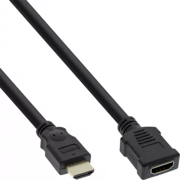 InLine HDMI-Kabel, High Speed HDMI-Kabel, M/F, schwarz, goldene Kontakte, 2m