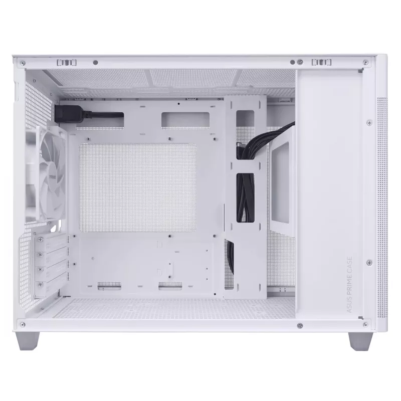 PC-Gehäuse ASUS Prime AP201 MicroATX Mini Tower Weiß — unterstützt microATX, GPU bis 338 mm, 3×3,5-Zoll + 1×2,5-Zoll Laufwerke, USB-A 3.2 Gen1×2, USB-C 3.2 Gen2×1