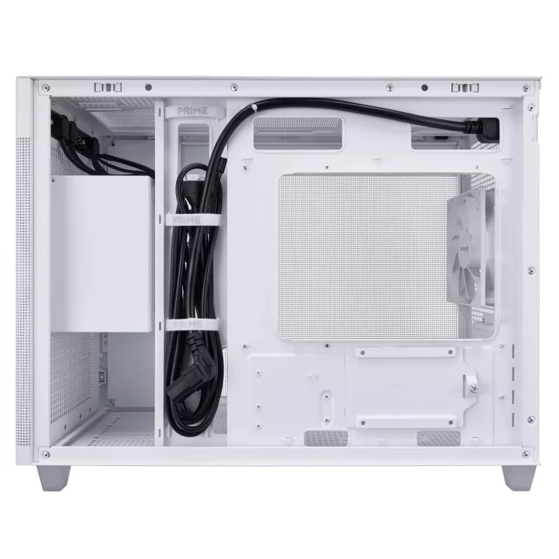 PC-Gehäuse ASUS Prime AP201 MicroATX Mini Tower Weiß — unterstützt microATX, GPU bis 338 mm, 3×3,5-Zoll + 1×2,5-Zoll Laufwerke, USB-A 3.2 Gen1×2, USB-C 3.2 Gen2×1