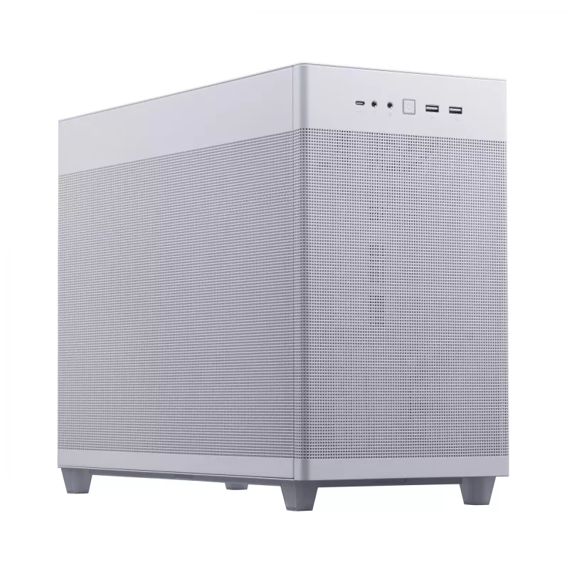 PC-Gehäuse ASUS Prime AP201 MicroATX Mini Tower Weiß — unterstützt microATX, GPU bis 338 mm, 3×3,5-Zoll + 1×2,5-Zoll Laufwerke, USB-A 3.2 Gen1×2, USB-C 3.2 Gen2×1