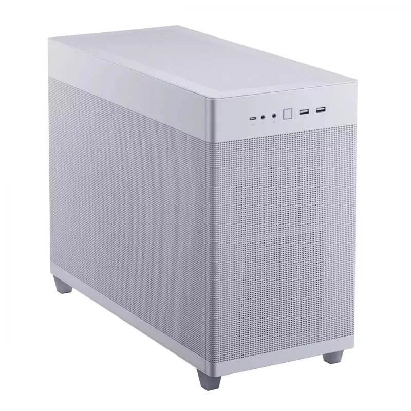 PC-Gehäuse ASUS Prime AP201 MicroATX Mini Tower Weiß — unterstützt microATX, GPU bis 338 mm, 3×3,5-Zoll + 1×2,5-Zoll Laufwerke, USB-A 3.2 Gen1×2, USB-C 3.2 Gen2×1