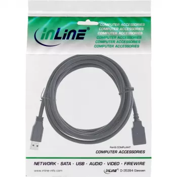 USB 3.2 Gen.1 Kabel Typ A Stecker / Typ B Buchse InLine 35630 3m schwarz