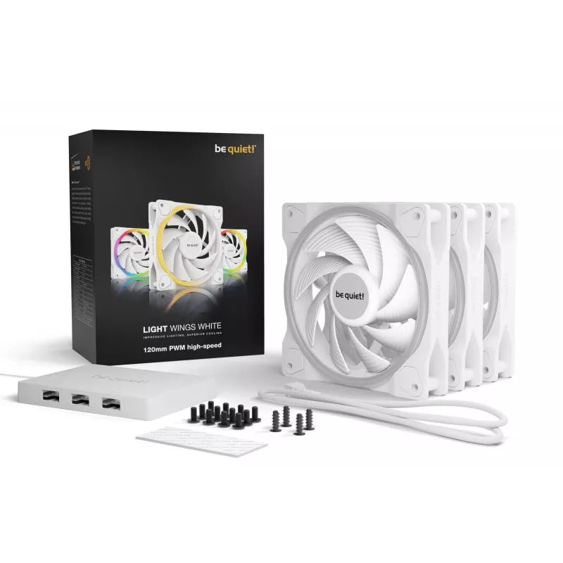be quiet Light Wings White | 120mm PWM-High-Speed Triple-Pack Computergehäuselüfter 12 cm 3 Stück