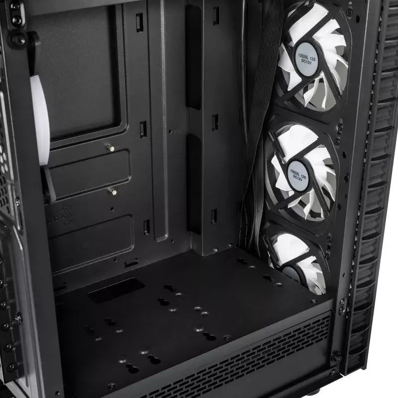 PC Midi Tower Kolink Observatory Lite — Schwarz, Temperglas, ATX/Micro-ITX, 3x120mm vorne, 1x120mm hinten, 190×400×440 mm