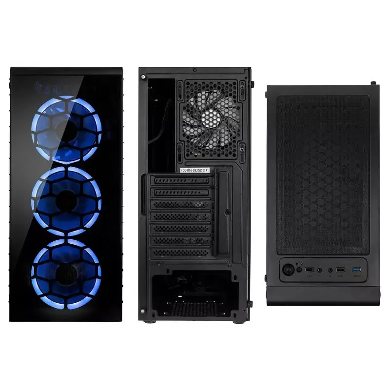 PC Midi Tower Kolink Observatory Lite — Schwarz, Temperglas, ATX/Micro-ITX, 3x120mm vorne, 1x120mm hinten, 190×400×440 mm