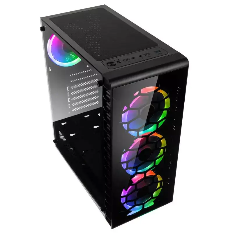 PC Midi Tower Kolink Observatory Lite — Schwarz, Temperglas, ATX/Micro-ITX, 3x120mm vorne, 1x120mm hinten, 190×400×440 mm