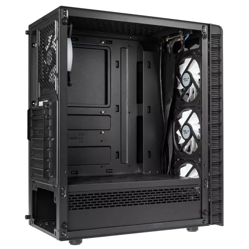 PC Midi Tower Kolink Observatory Lite — Schwarz, Temperglas, ATX/Micro-ITX, 3x120mm vorne, 1x120mm hinten, 190×400×440 mm