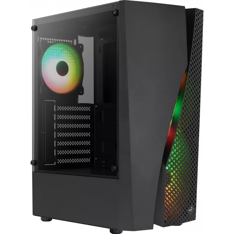Aerocool WAVEBKV3 ATX PC-Gehäuse aus gehärtetem Glas mit 4xRGB-Lüftern Schwarz