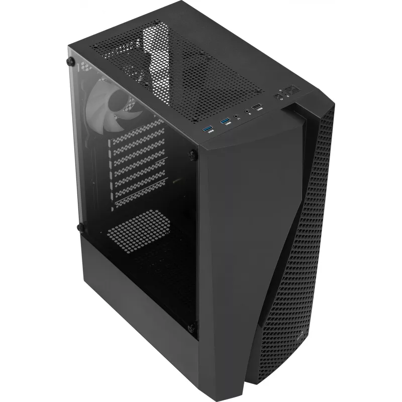Aerocool WAVEBKV3 ATX PC-Gehäuse aus gehärtetem Glas mit 4xRGB-Lüftern Schwarz