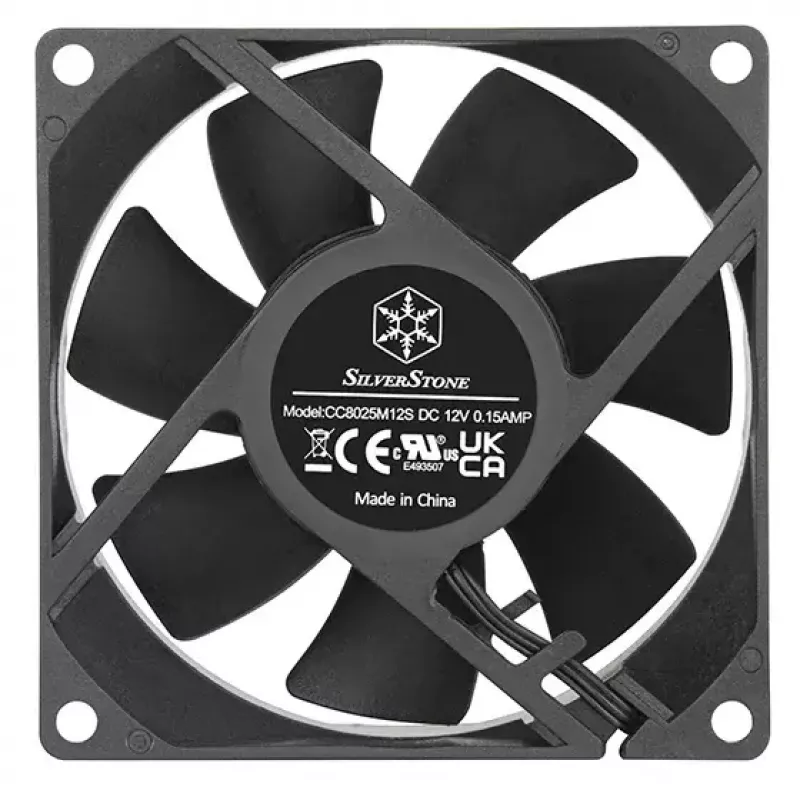 Fan Silverstone FN80 8 cm Schwarz 27.81 cfm 1.86 mmH2O