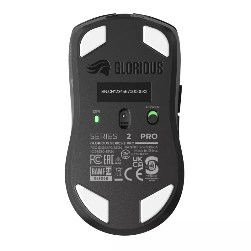Kabellose Gaming-Maus GLORIOUS Series 2 PRO (für Rechtshänder) – 26.000 DPI, RF Wireless + USB‑C, 4K/8K Hz, 6 Tasten, Schwarz