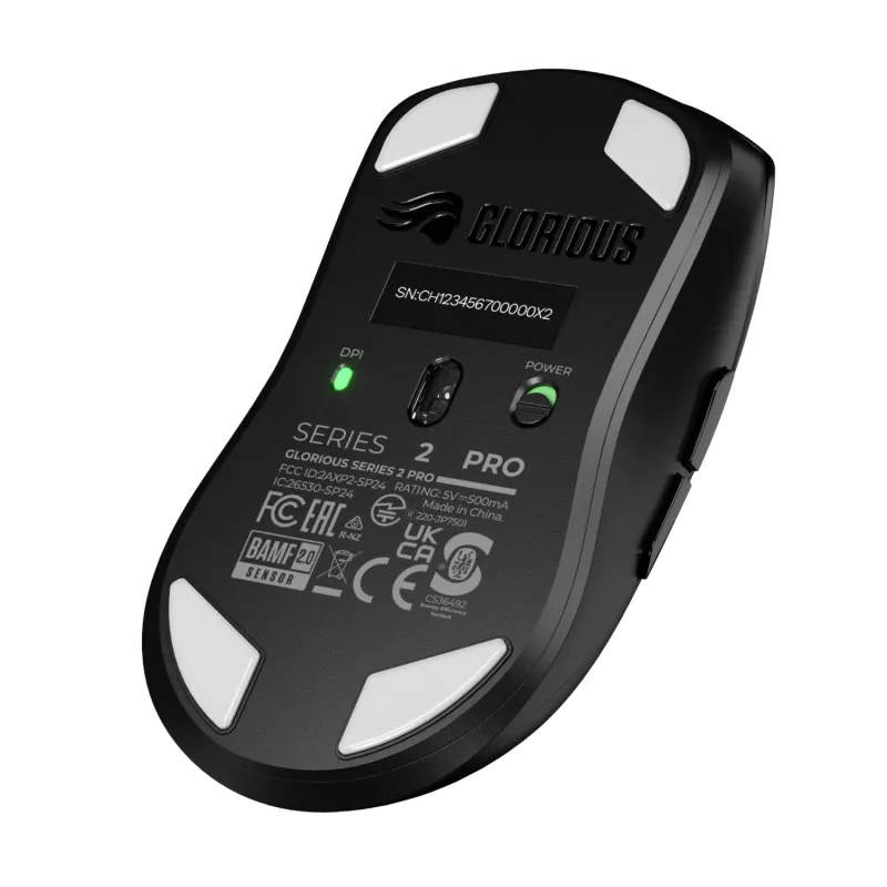 Kabellose Gaming-Maus GLORIOUS Series 2 PRO (für Rechtshänder) – 26.000 DPI, RF Wireless + USB‑C, 4K/8K Hz, 6 Tasten, Schwarz