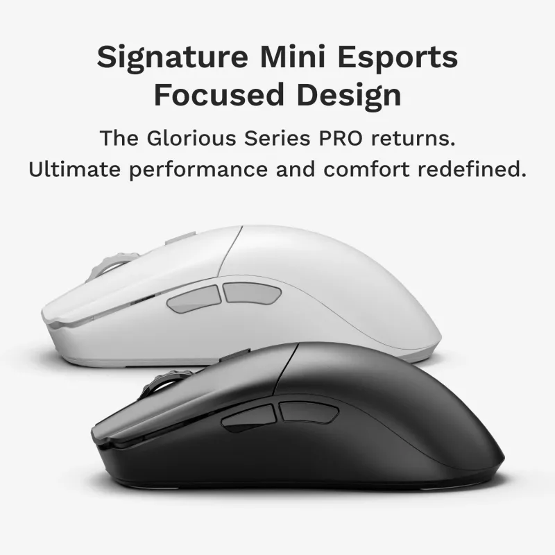 Kabellose Gaming-Maus GLORIOUS Series 2 PRO (für Rechtshänder) – 26.000 DPI, RF Wireless + USB‑C, 4K/8K Hz, 6 Tasten, Schwarz