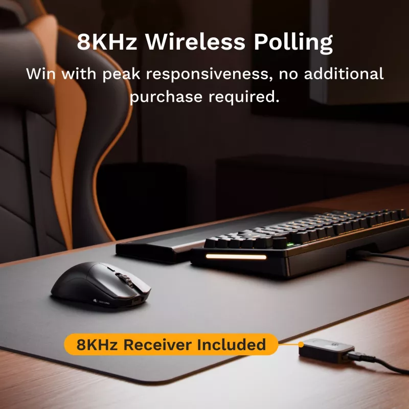 Kabellose Gaming-Maus GLORIOUS Series 2 PRO (für Rechtshänder) – 26.000 DPI, RF Wireless + USB‑C, 4K/8K Hz, 6 Tasten, Schwarz