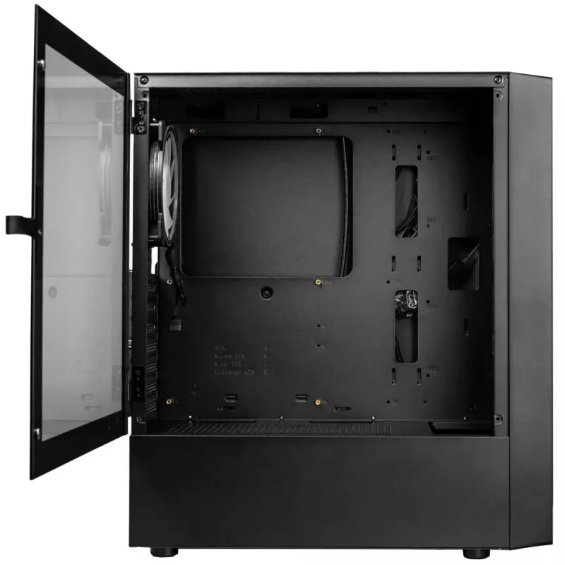 PC-Gehäuse Kolink Inspire K12 ARGB Midi Tower – Schwarz mit transparenter Seite, unterstützt ATX/Micro ATX/ITX, 2x 3,5 Zoll + 2x 2,5 Zoll Einschübe