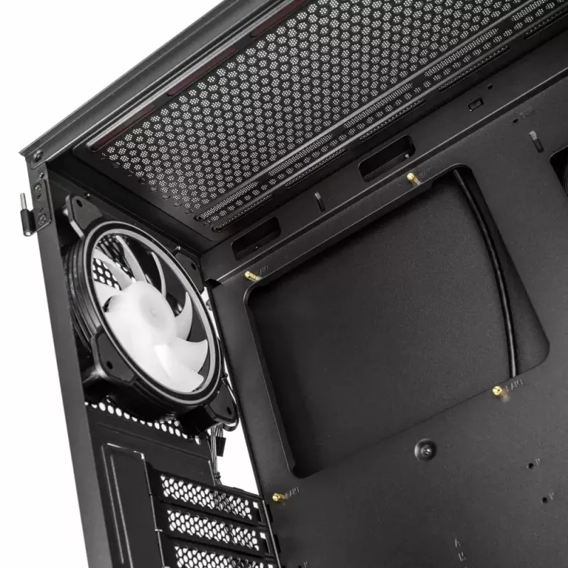 PC-Gehäuse Kolink Inspire K12 ARGB Midi Tower – Schwarz mit transparenter Seite, unterstützt ATX/Micro ATX/ITX, 2x 3,5 Zoll + 2x 2,5 Zoll Einschübe