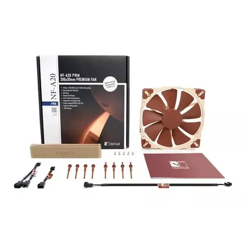 Computergehäuselüfter Noctua NF-A20 PWM 200 mm, 4-Pin PWM, 350–800 U/min, 146,9 m³/h, SSO-Lager