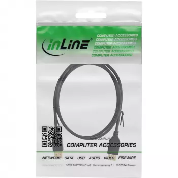 InLine USB 2.0 Verlängerungskabel Typ A Stecker / Buchse, vergoldet, schwarz, 1m