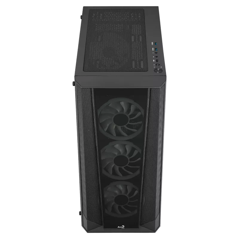 Aerocool PRISMBKV3 PC-Gehäuse ATX Schwarz 4 Lüfter ARGB Frontseite Seite aus gehärtetem Glas