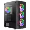 Aerocool PRISMBKV3 PC-Gehäuse ATX Schwarz 4 Lüfter ARGB Frontseite Seite aus gehärtetem Glas