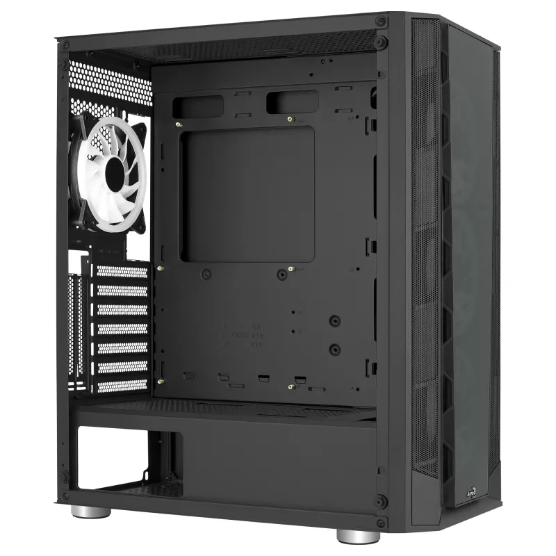 Aerocool PRISMBKV3 PC-Gehäuse ATX Schwarz 4 Lüfter ARGB Frontseite Seite aus gehärtetem Glas