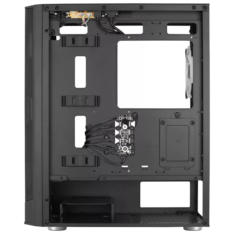 Aerocool PRISMBKV3 PC-Gehäuse ATX Schwarz 4 Lüfter ARGB Frontseite Seite aus gehärtetem Glas
