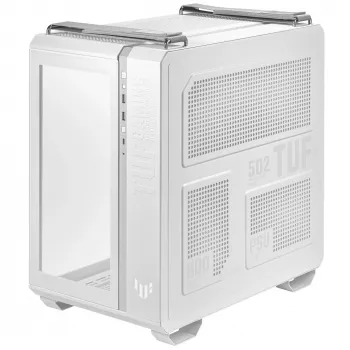 PC-Gehäuse ASUS TUF Gaming GT502 PLUS Midi Tower Weiß — ATX, gehärtetes Glas, USB-C, 8 Erweiterungssteckplätze