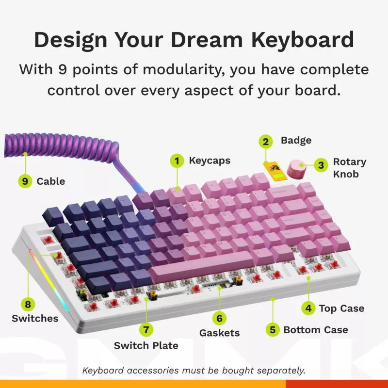 Mechanische Tastatur GLORIOUS GMMK 3 HE 75% Kabelgebunden Weiß US-Layout