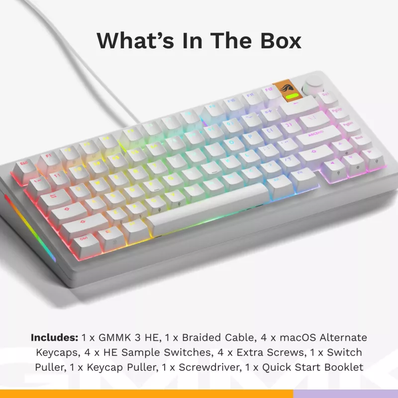 Mechanische Tastatur GLORIOUS GMMK 3 HE 75% Kabelgebunden Weiß US-Layout