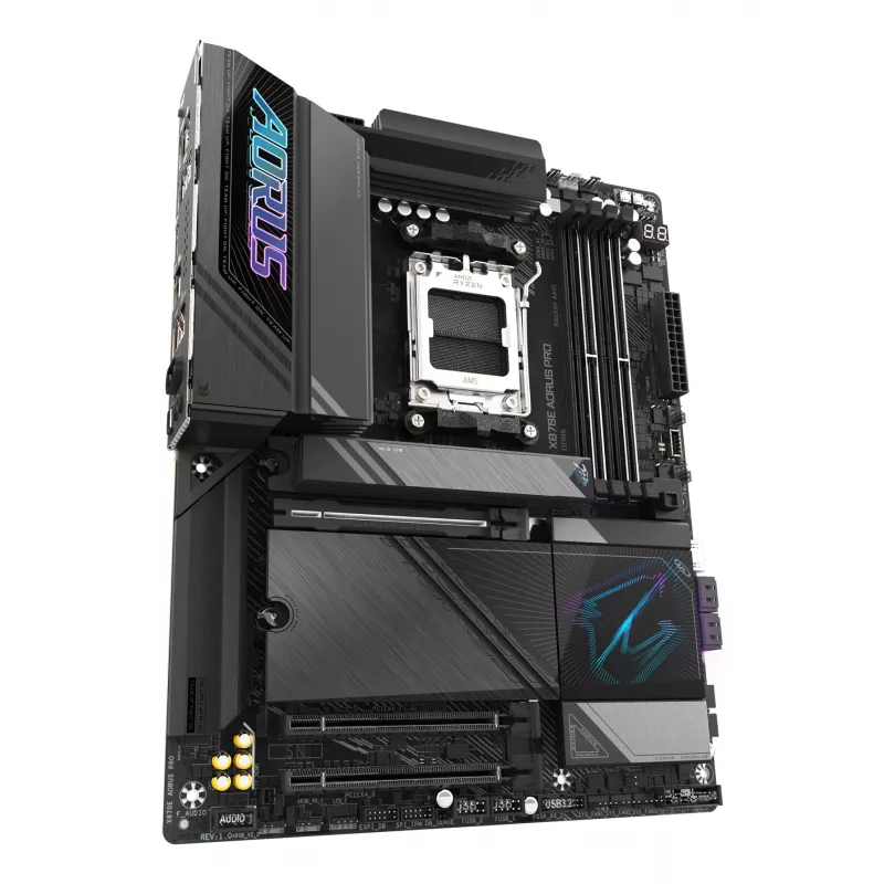 GIGABYTE X870E AORUS PRO Mainboard - Unterstützt AMD Ryzen 9000 CPUs, 16+2+2 Phasen Digital VRM, bis zu 8000MHz DDR5 (OC), 3xPCIe 5.0 + 1xPCIe 4.0, Wi-Fi 7, 2.5GbE LAN, USB 4