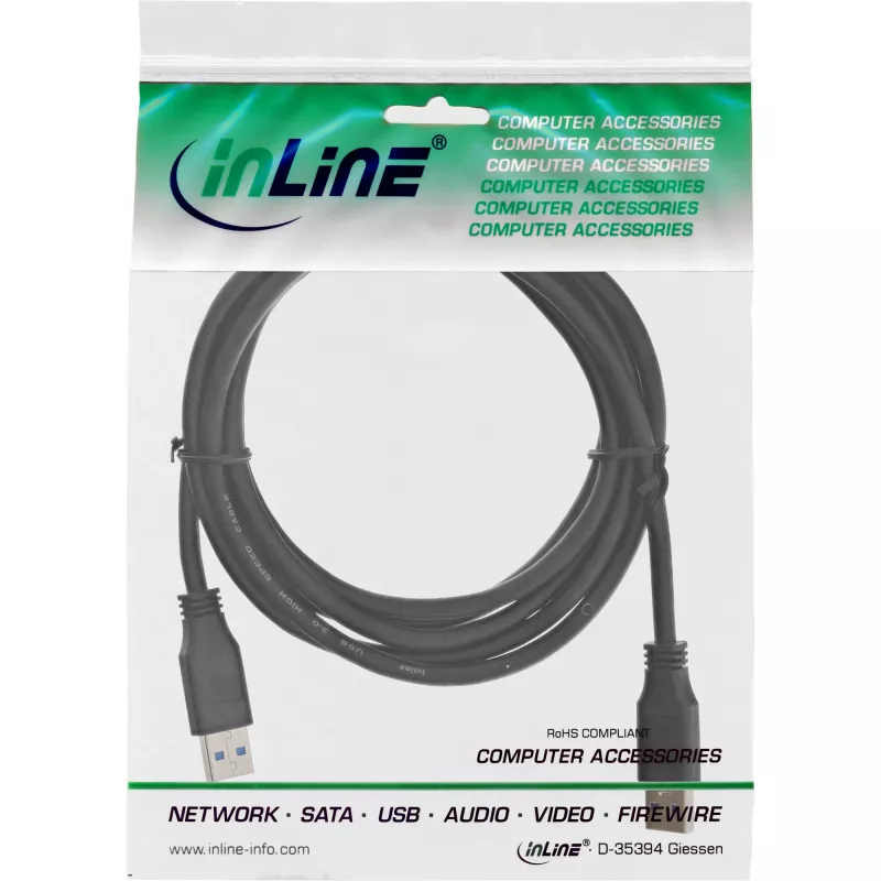 InLine USB 3.2 Gen.1 Kabel Typ A Stecker / A Stecker, schwarz, 2m