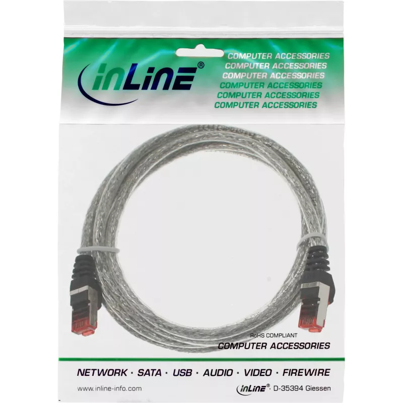 InLine Patchkabel S/FTP PiMF Cat.6 250MHz PVC Kupfer transparent 1m