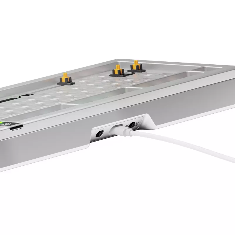 Glorious Gaming GMMK 3 PRO 75% Barebones Wired Silver - US, 75%, Kabelgebunden, USB, RGB LED, Silber
