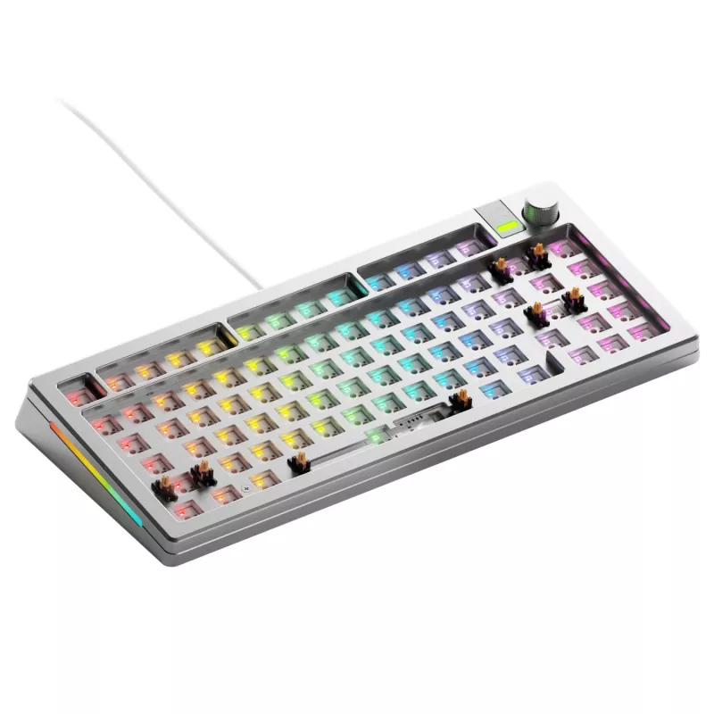 Glorious Gaming GMMK 3 PRO 75% Barebones Wired Silver - US, 75%, Kabelgebunden, USB, RGB LED, Silber