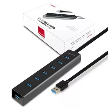 Axagon HUE-SA7BP 7x USB 3.0 ALU LADEHUB schwarz inkl. Netzteil