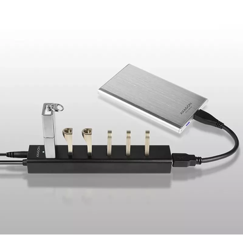 Axagon HUE-SA7BP 7x USB 3.0 ALU LADEHUB schwarz inkl. Netzteil