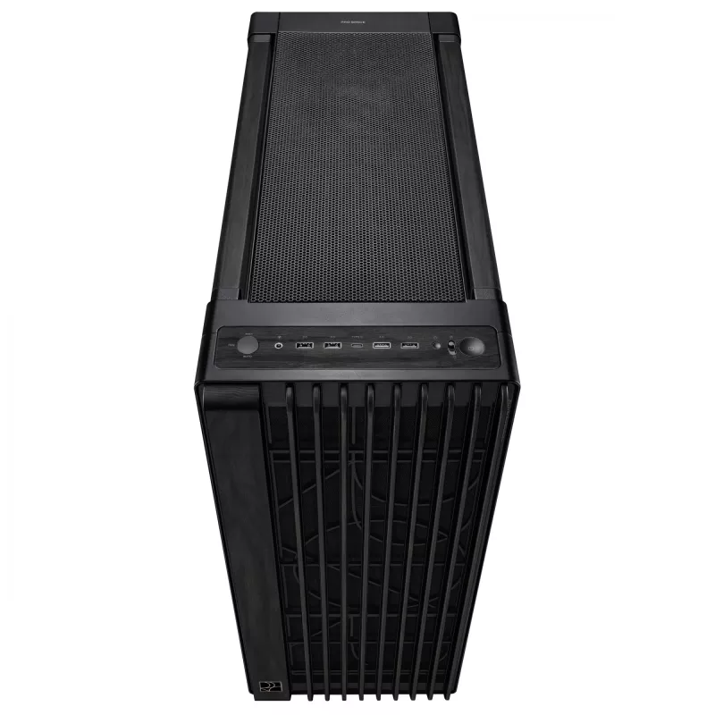 PC-Gehäuse ASUS ProArt PA602 Wood Edition Midi Tower Schwarz — EATX-Unterstützung, 45 cm GPU, 19 cm Netzteil/Kühler, 8 HDD-Schächte, USB-C