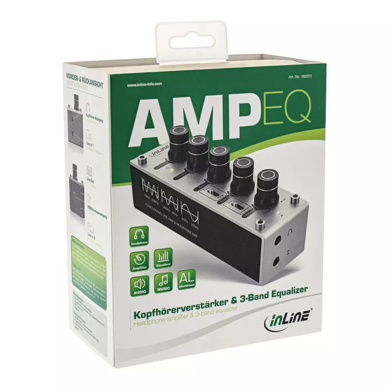 InLine AmpEQ Tri-Tone Hi-Res AUDIO Pre- & Headphone-Amp, 3,5 mm Stereo, USB-Stromversorgung
