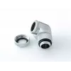 Flüssigkeitskühlungs-Anschlussstück BitsPower BP-E90RML — 90°-Drehgelenk aus Messing, 1/4-Zoll-Gewinde, silber
