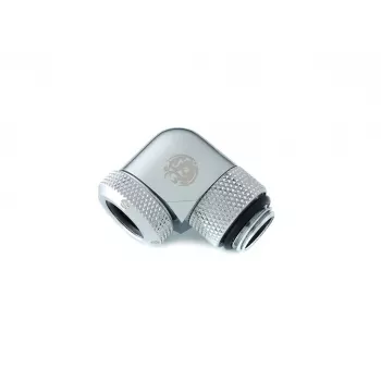 Flüssigkeitskühlungs-Anschlussstück BitsPower BP-E90RML — 90°-Drehgelenk aus Messing, 1/4-Zoll-Gewinde, silber