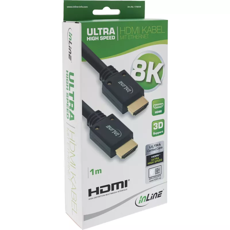 InLine Ultra High Speed HDMI Kabel M/M 8K4K vergoldet, 1m