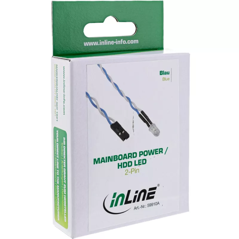 InLine Mainboard Power / HDD LED, blau, 5 mm, 0,8 m