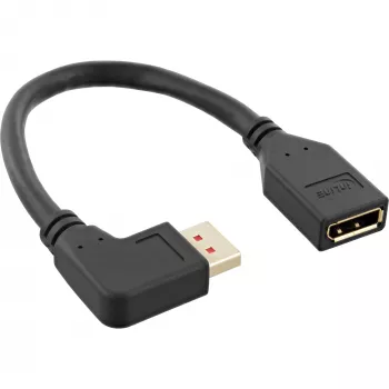 InLine DisplayPort 1.4 Adapterkabel M/F, 8K4K, links abgewinkelt, Schwarz/Gold, 0,15m