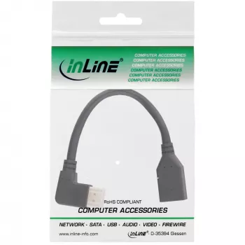 InLine DisplayPort 1.4 Adapterkabel M/F, 8K4K, links abgewinkelt, Schwarz/Gold, 0,15m