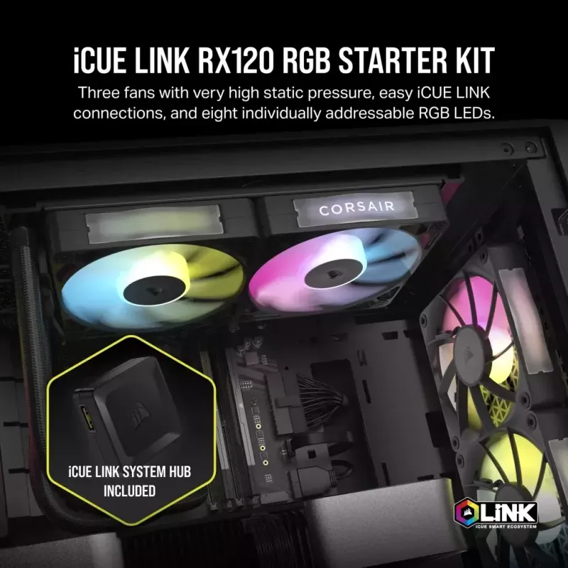Lüfter Corsair iCUE LINK RX120 RGB 12 cm 400-2100 U/min Magnetlager