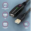 Axagon ADR-215 USB 2.0 A-M -> A-F aktives Verlängerungs-/Repeaterkabel 15 m